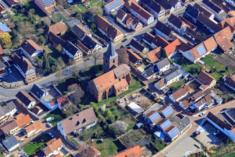 Aerial view of Simultaneous Church Rohrbach in Rohrbach in the state Rhineland-Palatinate, Germany