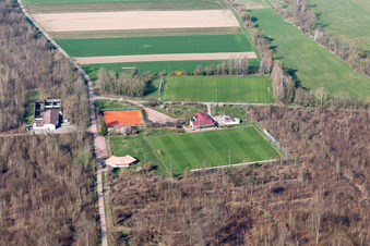 Aerial view of Leisure center in Steinweiler in the state Rhineland-Palatinate, Germany