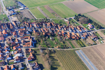Aerial view of Main Street in Erlenbach bei Kandel in the state Rhineland-Palatinate, Germany