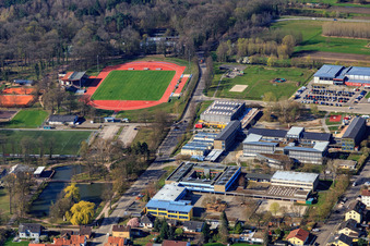 Bienwald Stadium and school center with Realschule plus Kandel and Integrated Comprehensive School Kandel in Kandel in the state Rhineland-Palatinate, Germany