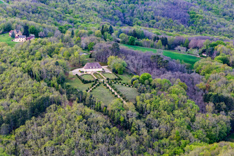 Aerial view of Castle in the Perigord Noir in Vitrac in the state Dordogne, France