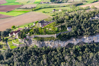 Aerial photograpy of Gardens of Marqueyssac in Vézac in the state Dordogne, France