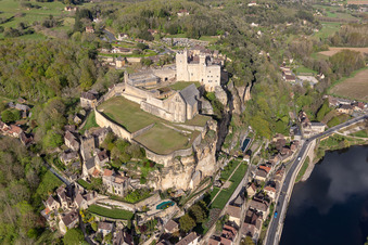Aerial photograpy of Castle of Chateau de Beynac in Beynac-et-Cazenac in Nouvelle-Aquitaine, France
