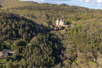 Aerial view of Panasou in Bézenac in the state Dordogne, France