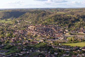Aerial view of Saint-Cyprien in the state Dordogne, France