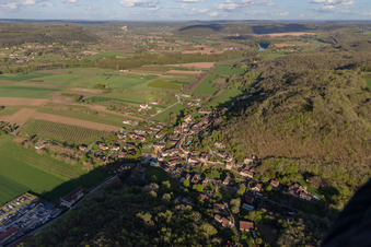 Aerial view of Allas-les-Mines in the state Dordogne, France