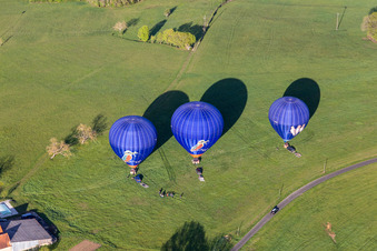 Hot air balloons launching over the airspace in Veyrines-de-Domme in Nouvelle-Aquitaine, France