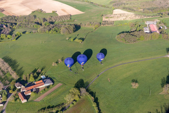 Aerial photograpy of Balloon launch in Veyrines-de-Domme in the state Dordogne, France