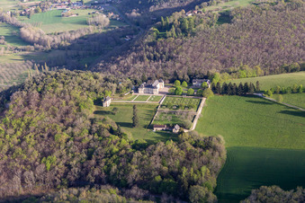 Aerial view of Chateau de Lacoste in Castelnaud-la-Chapelle in the state Dordogne, France