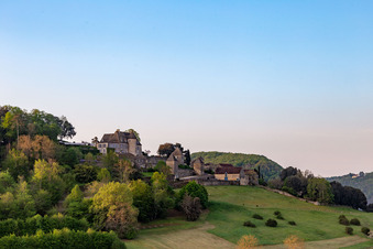 Marqueyssac Gardens in Vézac in the state Dordogne, France seen from above