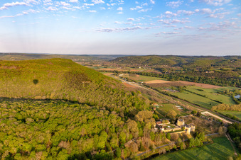 Aerial view of Chateau de Fayrac in Castelnaud-la-Chapelle in the state Dordogne, France