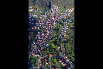 Village overview from the east in Dörrenbach in the state Rhineland-Palatinate, Germany