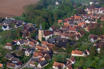 Drachenbronn-Birlenbach in the state Bas-Rhin, France from above