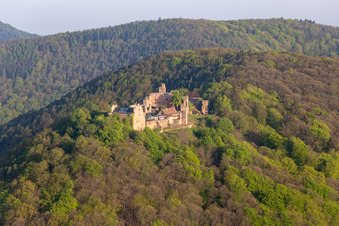 Aerial view of Madenburg in Eschbach in the state Rhineland-Palatinate, Germany