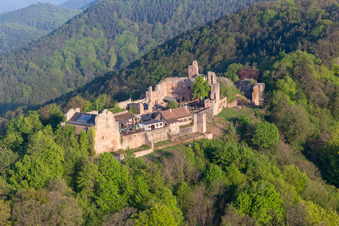Aerial photograpy of Madenburg in Eschbach in the state Rhineland-Palatinate, Germany