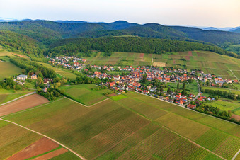 Aerial view of From the south in the district Pleisweiler in Pleisweiler-Oberhofen in the state Rhineland-Palatinate, Germany