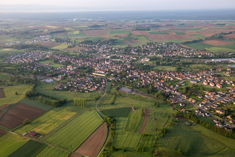 Soultz-sous-Forêts in the state Bas-Rhin, France from a drone