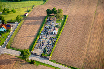 Grave rows on the grounds of the cemetery in Salmbach in Grand Est, France