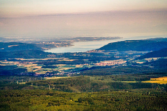 View of Lake Überlingen from the west in Stockach in the state Baden-Wuerttemberg, Germany