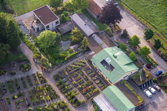 Aerial view of Building of Store plant market Bienwald-Nursery Greentec GmbH in Berg (Pfalz) in the state Rhineland-Palatinate, Germany