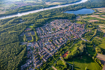 From the southeast in the district Neuburgweier in Rheinstetten in the state Baden-Wuerttemberg, Germany