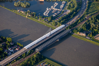 River - bridge construction Rheinbruecke Maxau in , Germany