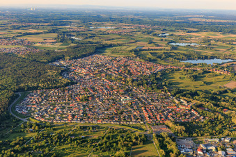 Overview of the town from the southwest in Jockgrim in the state Rhineland-Palatinate, Germany