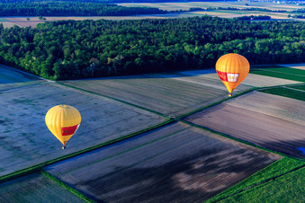 Oblique view of Pfalzgas twin balloons in Steinweiler in the state Rhineland-Palatinate, Germany