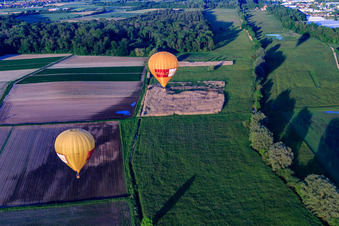 Pfalzgas twin balloons in Steinweiler in the state Rhineland-Palatinate, Germany from above