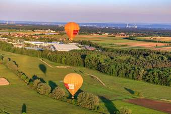 Pfalzgas twin balloons in Steinweiler in the state Rhineland-Palatinate, Germany out of the air