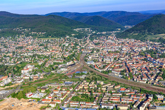 City view from the east with Gleisdreieck in Neustadt an der Weinstraße in the state Rhineland-Palatinate, Germany
