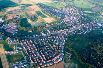 Town View of the streets and houses of the residential areas in Volkertshausen in the state Baden-Wurttemberg, Germany