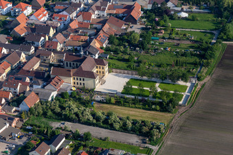 Aerial view of Hallberg Castle Garden in Fußgönheim in the state Rhineland-Palatinate, Germany