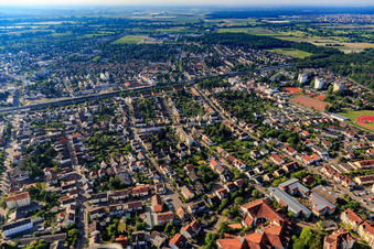 City view from the northwest in Limburgerhof in the state Rhineland-Palatinate, Germany