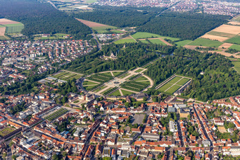 Aerial view of Castle Garden in Schwetzingen in the state Baden-Wuerttemberg, Germany