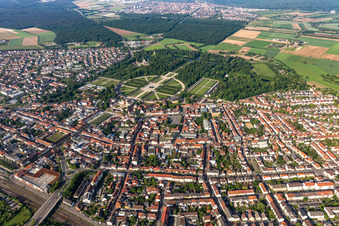 Aerial photograpy of Castle Garden in Schwetzingen in the state Baden-Wuerttemberg, Germany