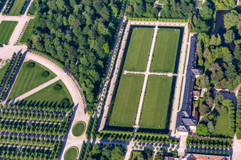 Castle Garden in Schwetzingen in the state Baden-Wuerttemberg, Germany from above