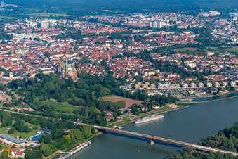 Aerial view of Rhine Bridge B39 in Speyer in the state Rhineland-Palatinate, Germany