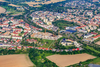 Construction site Petronia-Steiner-Straße, between St. German Episcopal Seminary, Pastoral Seminary of the Diocese Speyer and the Carmelite Monastery Church of Mary Mother of the Church in Speyer in the state Rhineland-Palatinate, Germany