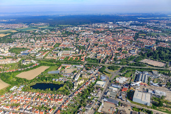 City view from the south on both sides of the B39 in Speyer in the state Rhineland-Palatinate, Germany