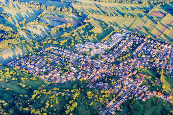Aerial view of From the west in the district Oberweier in Ettlingen in the state Baden-Wuerttemberg, Germany