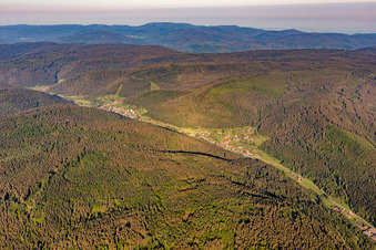 Aerial view of Valley of the Great Enz in Enzklösterle in the state Baden-Wuerttemberg, Germany