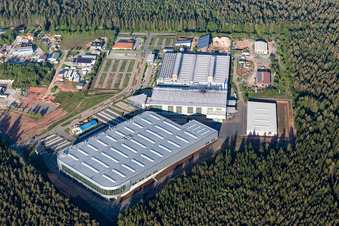 Buildings and production halls on the vehicle construction site of BNS Boysen Nutzfahrzeug Systeme GmbH&Co.KG on Albblickstrasse in Simmersfeld in the state Baden-Wurttemberg, Germany