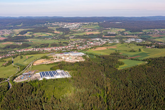 View of the town from the east, including Weinmann Aach AG in Dornstetten in the state Baden-Wuerttemberg, Germany