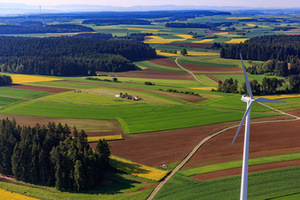 Wind farm at the paramotor landing site in the district Waldmössingen in Schramberg in the state Baden-Wuerttemberg, Germany
