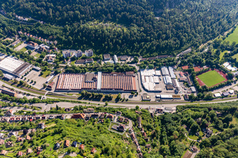 Building and production halls on the premises of Mauser-Werke Oberndorf Maschinenbau GmbH in Oberndorf am Neckar in the state Baden-Wurttemberg, Germany