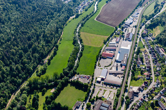 Industrial park Ausstraße with Kurt Allert GmbH + Co. KG and NETTO in the district Altoberndorf in Oberndorf am Neckar in the state Baden-Wuerttemberg, Germany