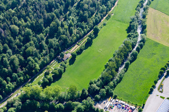 Campsite on the Neckar Valley Cycle Path in Oberndorf am Neckar in the state Baden-Wuerttemberg, Germany