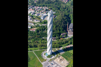 Site of the ThyssenKrupp testing tower for Speed elevators in Rottweil in Baden - Wuerttemberg. When finished the new landmark of the town of Rottweil will be the tallest structure in Baden-Wuerttemberg from above