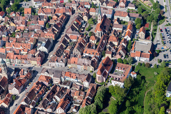 Oblique view of Old Town in Rottweil in the state Baden-Wuerttemberg, Germany